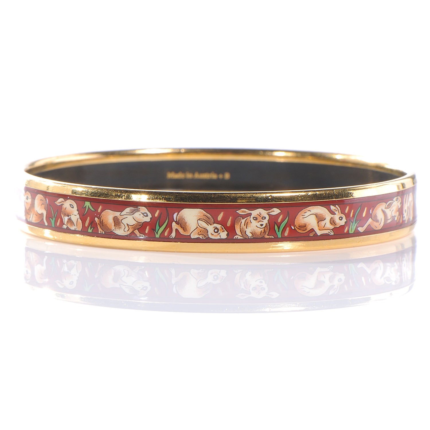 Hermes Enamel Printed Chasse au Bois Narrow Bracelet 65 5 of 5