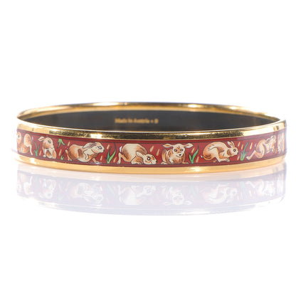 Hermes Enamel Printed Chasse au Bois Narrow Bracelet 65 5 of 5