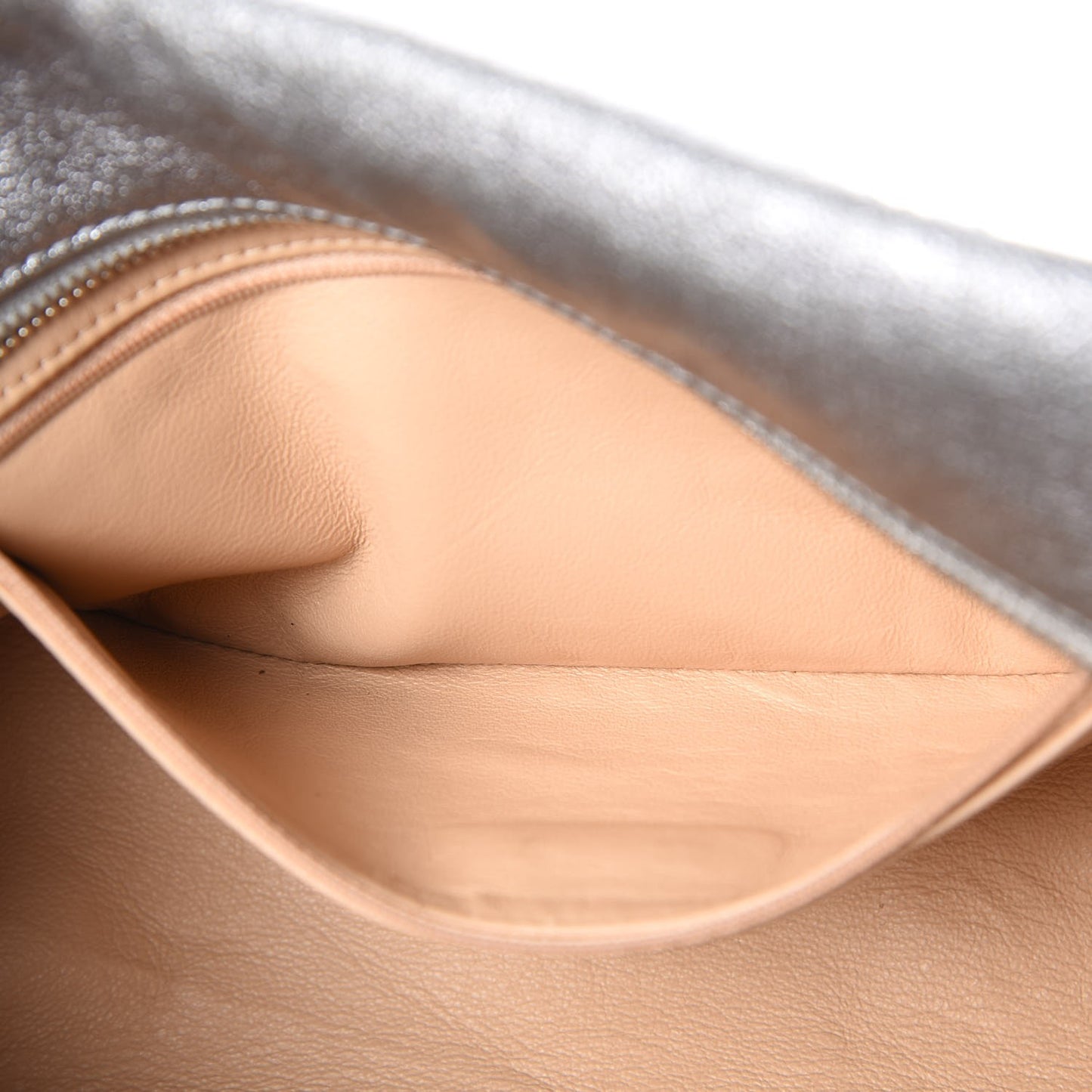 Metallic Goatskin Medium Luxe Ligne Bowler Tote Silver