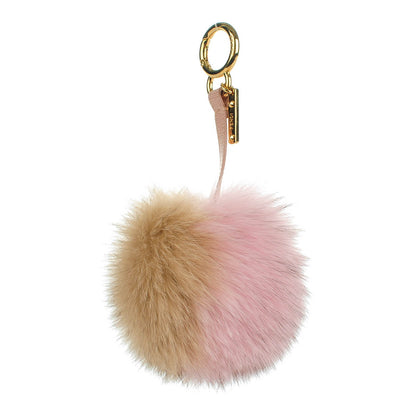 Fendi Fox Fur Vitello Elite Bi-Color Pom Pom Bag Charm Rosa Cammello Cipria 1 of 5