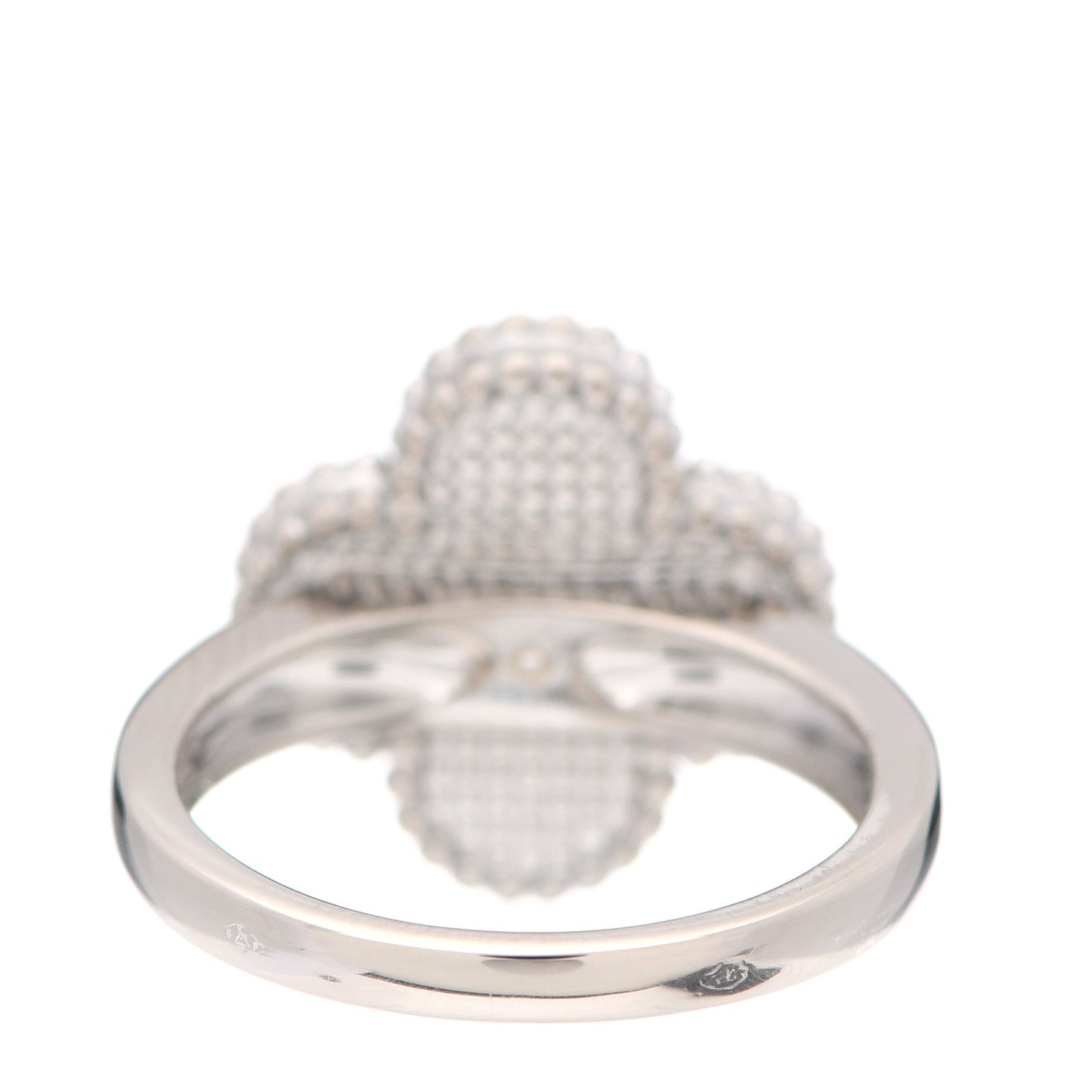 18K White Gold Diamond Turquoise Vintage Alhambra Ring 51 5.75