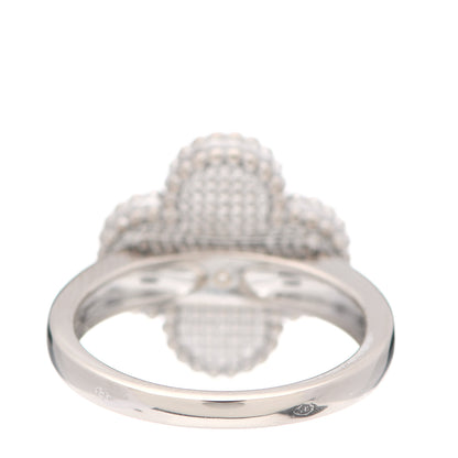 Van Cleef & Arpels 18K White Gold Diamond Turquoise Vintage Alhambra Ring 51 5.75 3 of 4