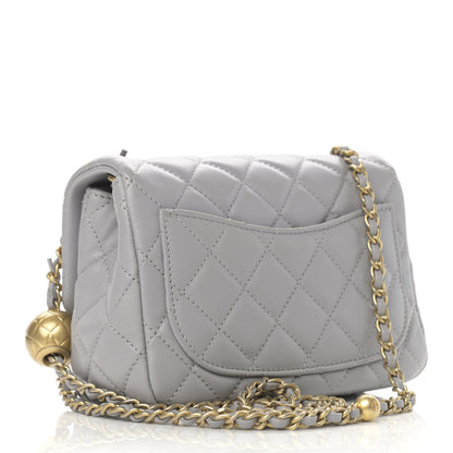 Chanel Lambskin Quilted Mini Pearl Crush Flap Light Grey 3 of 10