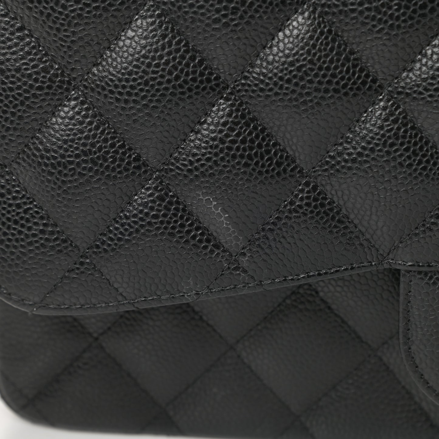 Caviar Quilted Jumbo Double Flap Black
