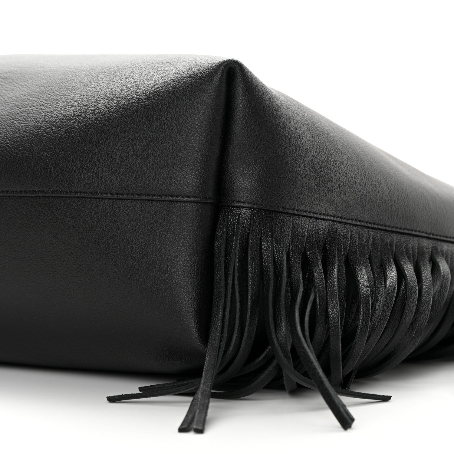 Saint Laurent Calfskin Large Fringe Shopping Tote Black 11 of 12