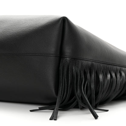 Saint Laurent Calfskin Large Fringe Shopping Tote Black 11 of 12