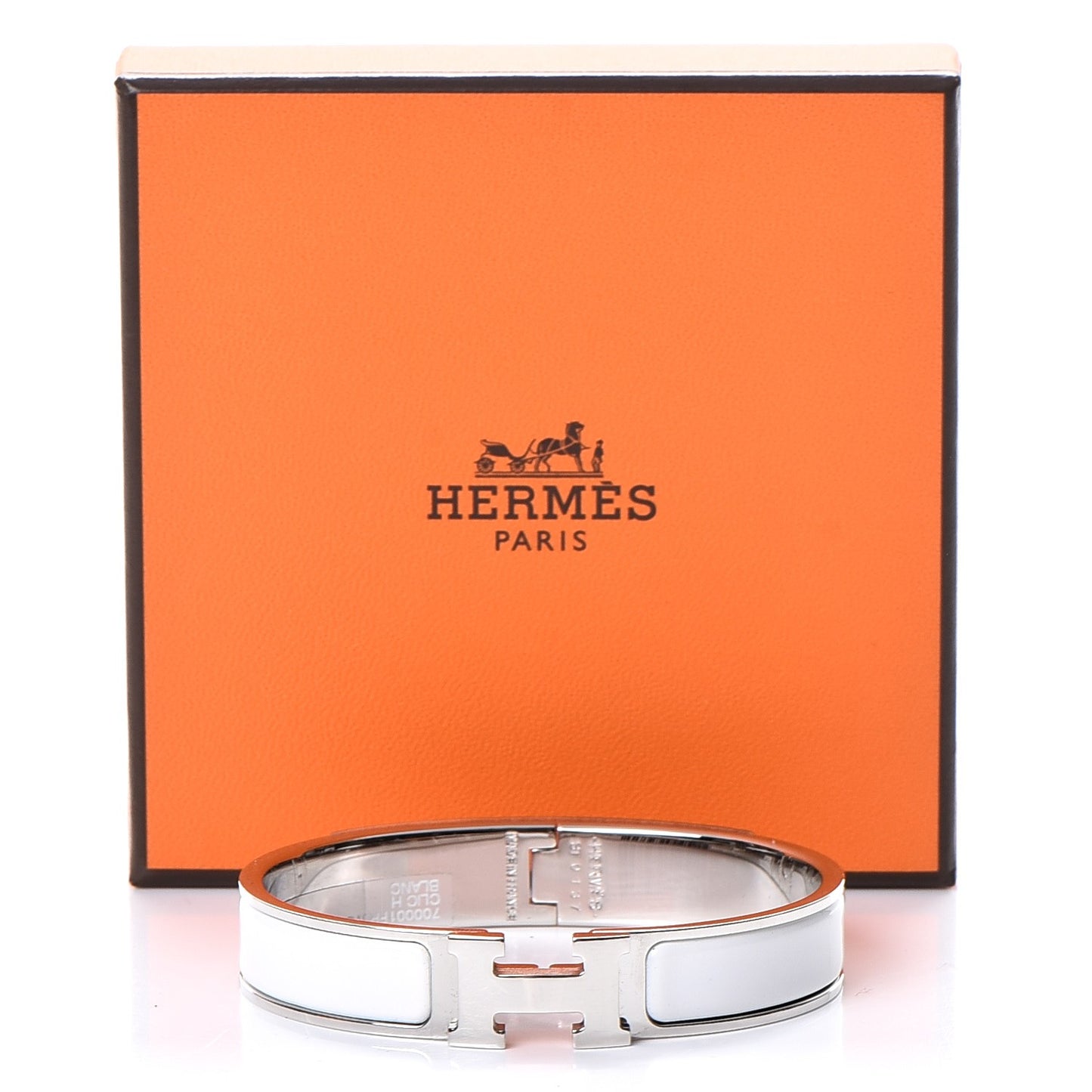 Enamel Narrow Clic Clac H Bracelet GM White