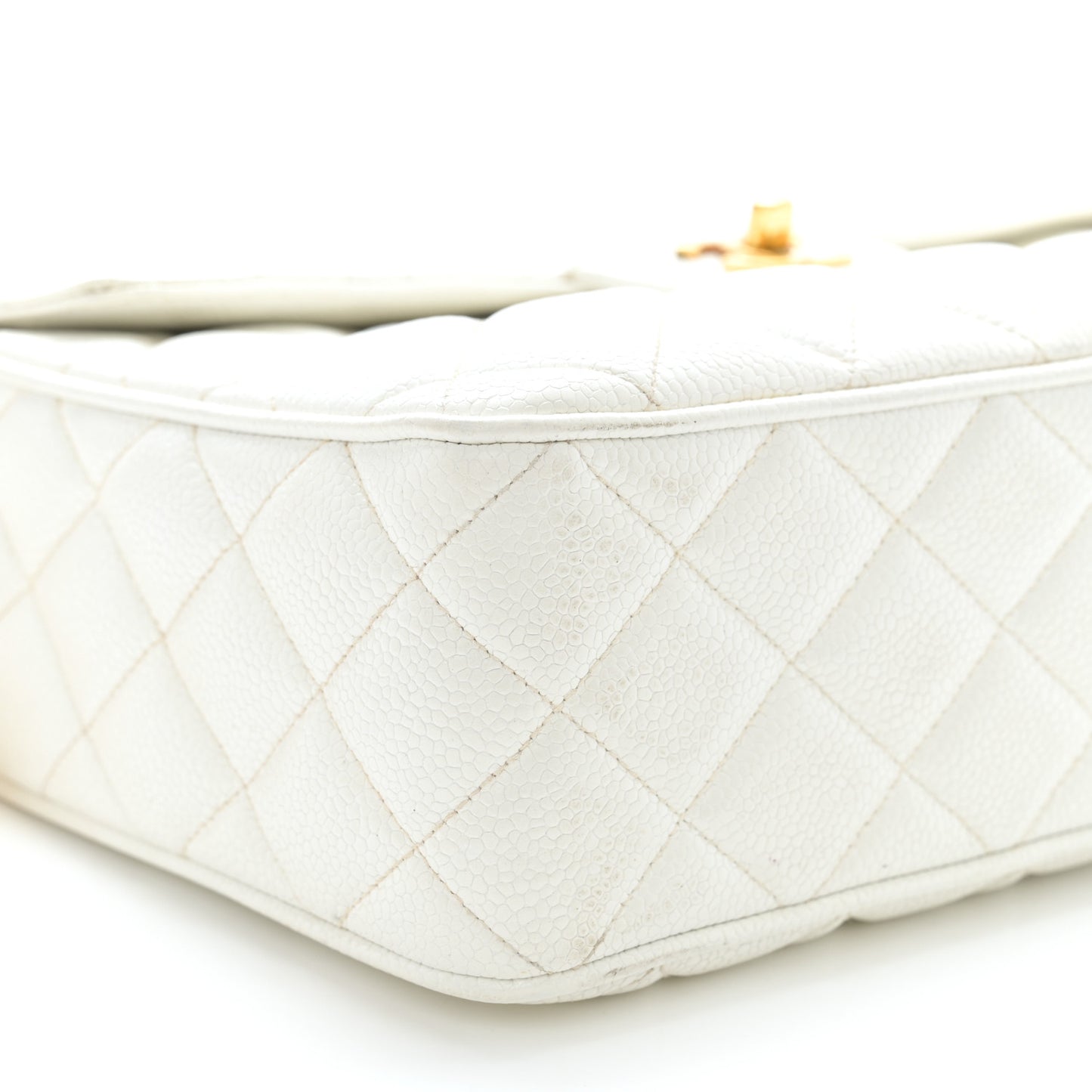 Caviar Quilted Camera Case White