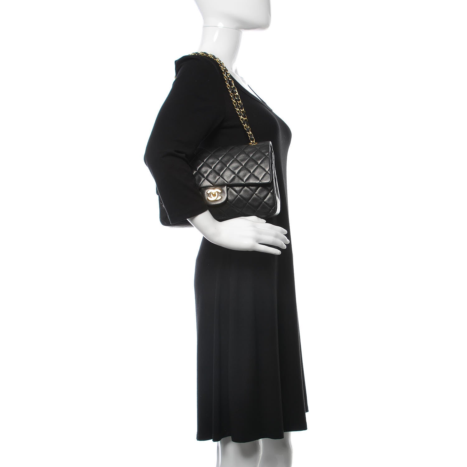 Chanel Lambskin Quilted Medium Double Flap Black 3 of 16