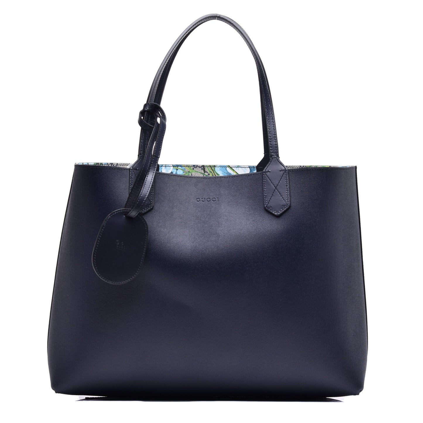 GG Supreme Monogram Blooms Medium Reversible Tote Beige Blue Navy
