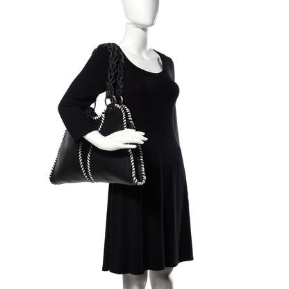 Fendi Grained Calfskin Large Devil Trapezio Tote Black 2 of 11