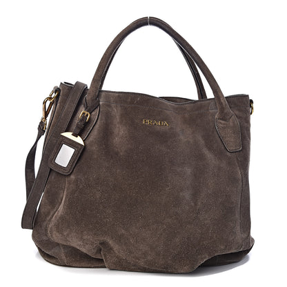 Prada Suede Scamosciato Tote Grafite 1 of 18