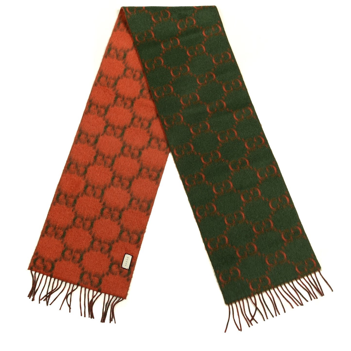 Wool Alpaca GG Monogram Big GG Rock Scarf Green Red