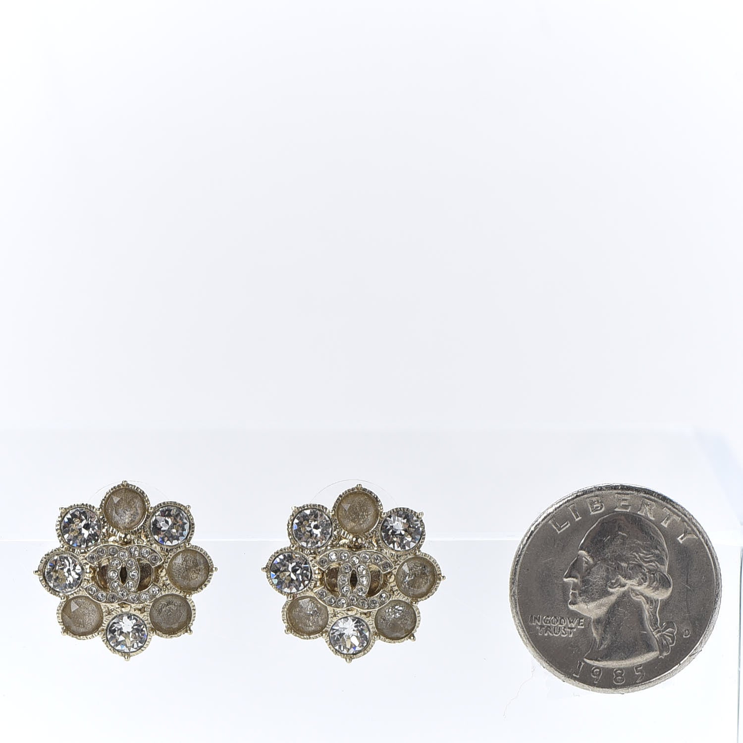 Chanel Crystal CC Earrings Gold 2 of 5