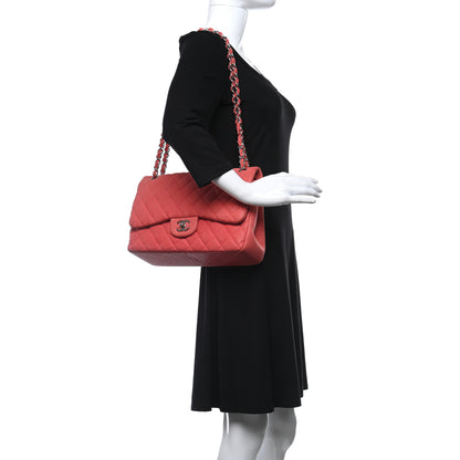 Chanel Iridescent Caviar Quilted Jumbo Double Flap Red 3 of 17