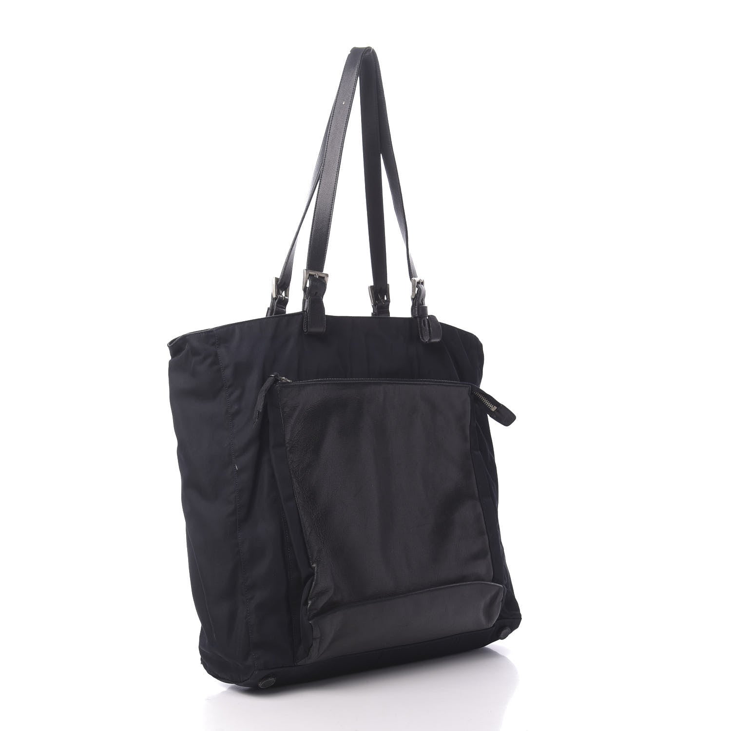 Prada Tessuto Nylon Soft Calfskin Tote Baltico 3 of 10
