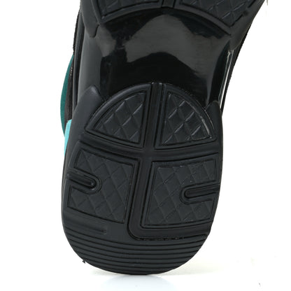 Chanel Fabric Calfskin Suede CC Womens Sneakers 41 Black Turquoise Gold 9 of 12