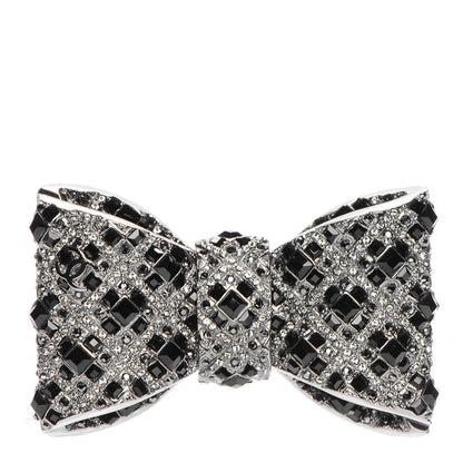 Chanel Ruthenium Crystal CC Bow Brooch Black 1 of 4