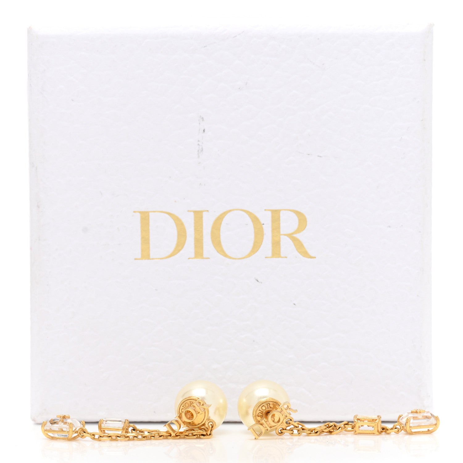 Christian Dior Pearl Crystal Tribal Drop Earrings Gold 5 of 5