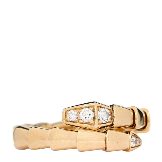18K Yellow Gold Diamond Serpenti Viper Single Spiral Ring 51 5.75 53 6.5