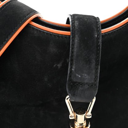 Gucci Nubuck Medium New Jackie Shoulder Bag Black Orange 11 of 13