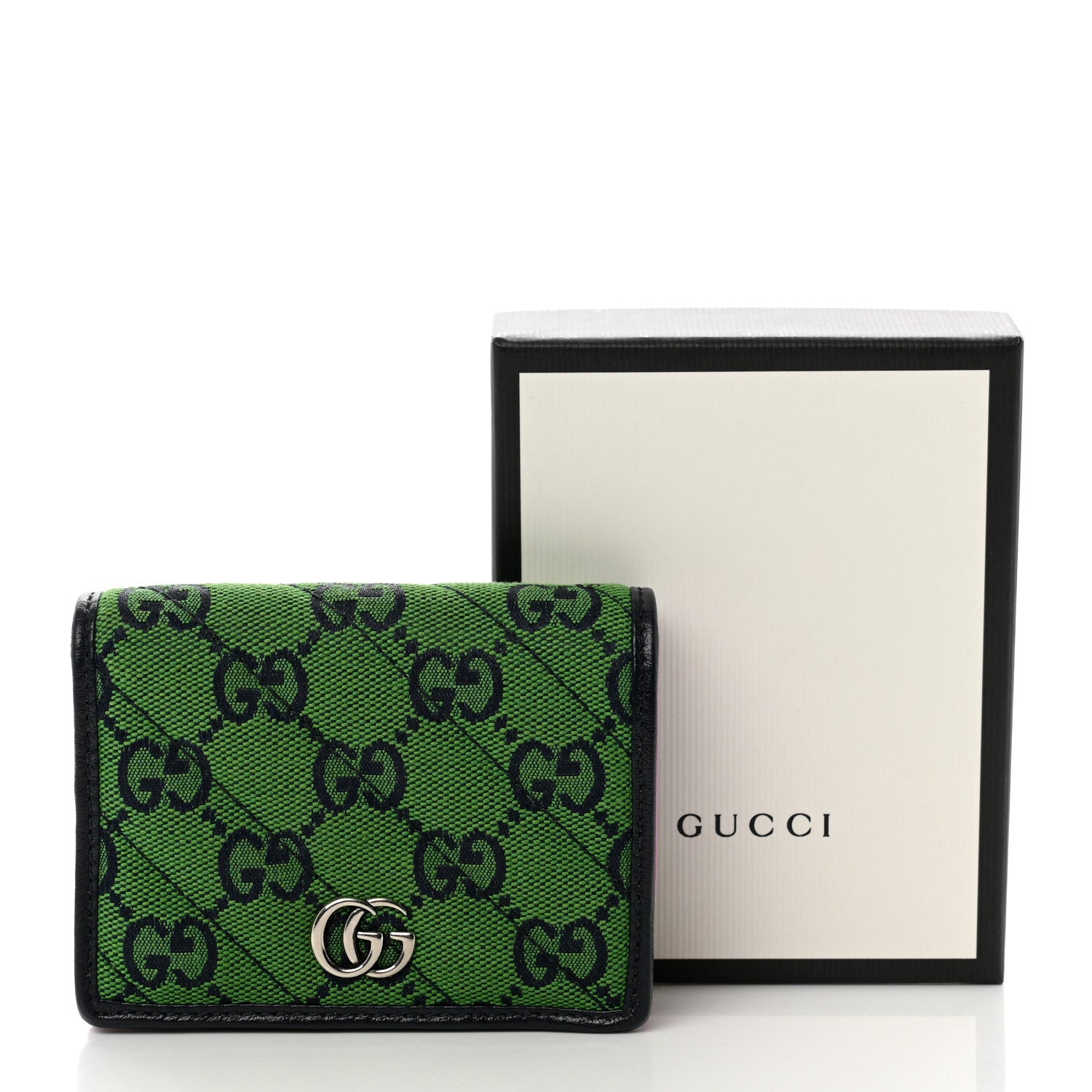 Gucci Monogram Multicolor Matelasse Diagonal GG Marmont Card Case Wallet Green Blue Yellow Candy Mousse 10 of 10