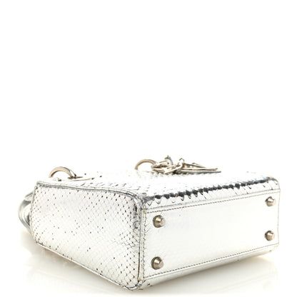 Christian Dior Metallic Snakeskin Mini Lady Dior Silver 4 of 11