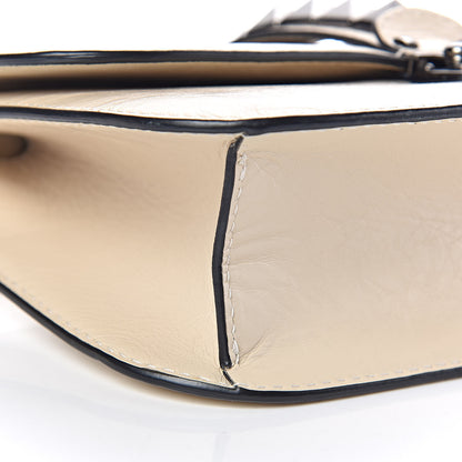 Valentino Garavani Craquele Calfskin Medium Glam Lock Rockstud Flap Light Ivory 5 of 12