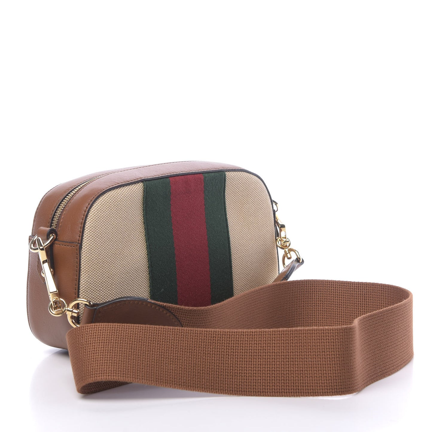 Vintage Canvas Web Shoulder Bag Sand Cuir