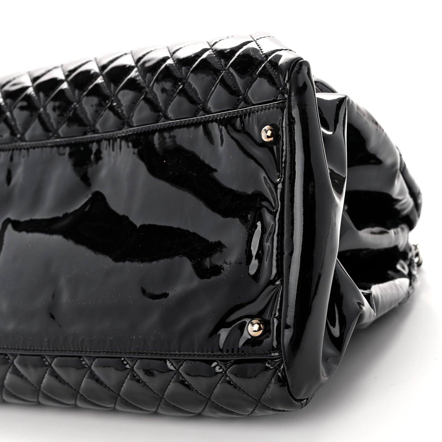 Patent Quilted Maxi Just Mademoiselle Bowling Bag Black