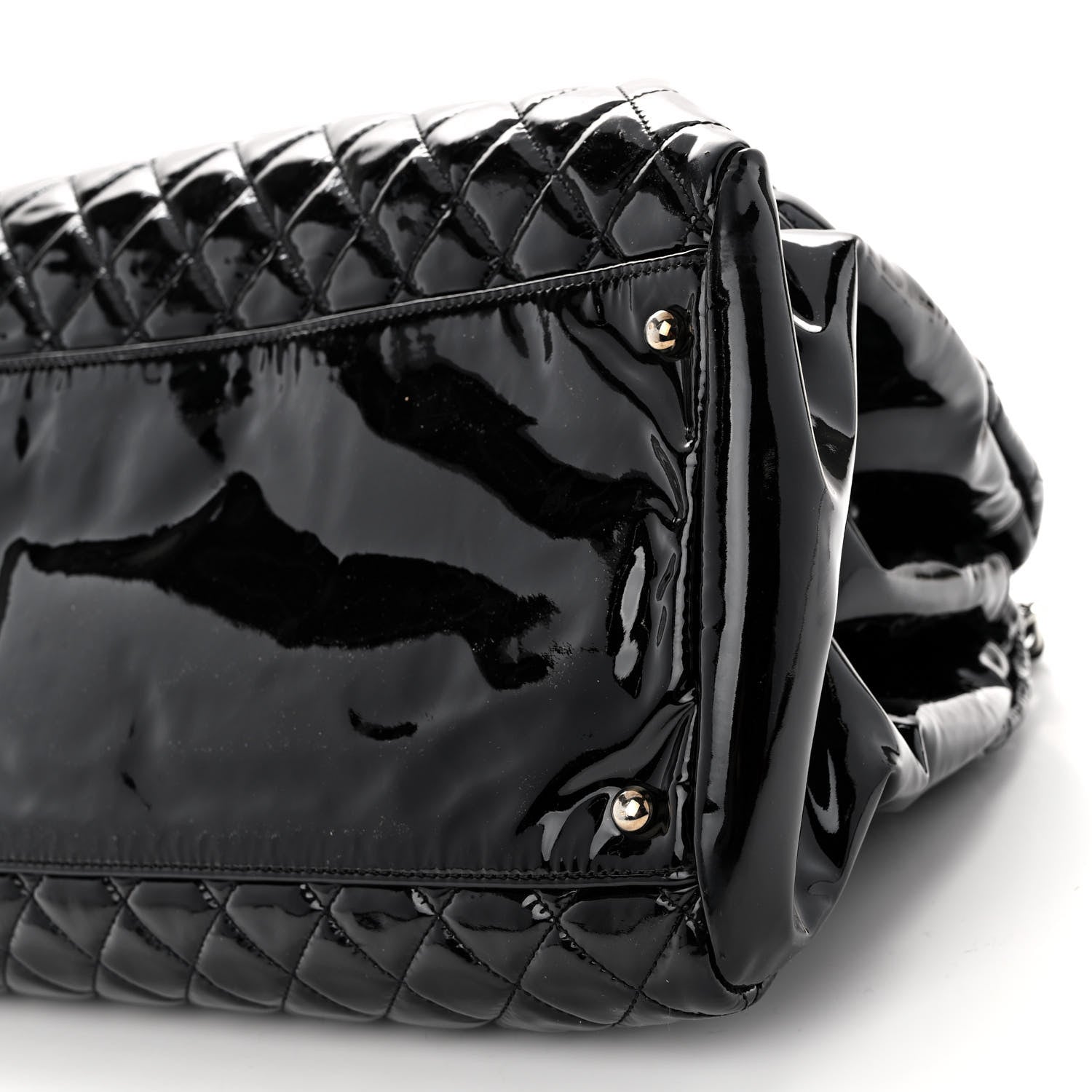 Chanel Patent Quilted Maxi Just Mademoiselle Bowling Bag Black 9 of 9
