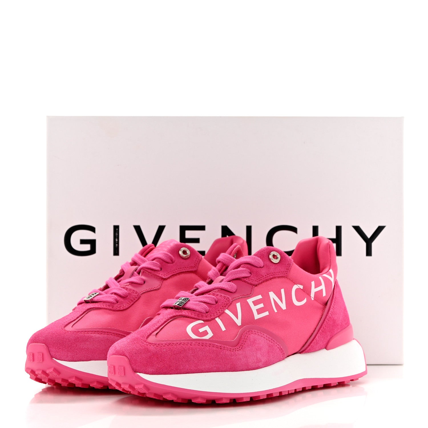 Givenchy Calfskin Suede Canvas Giv Runner Sneakers 39 Neon Pink 9 of 9