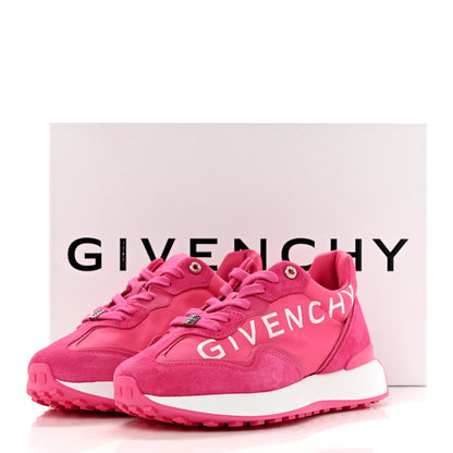 Givenchy Calfskin Suede Canvas Giv Runner Sneakers 39 Neon Pink 9 of 9