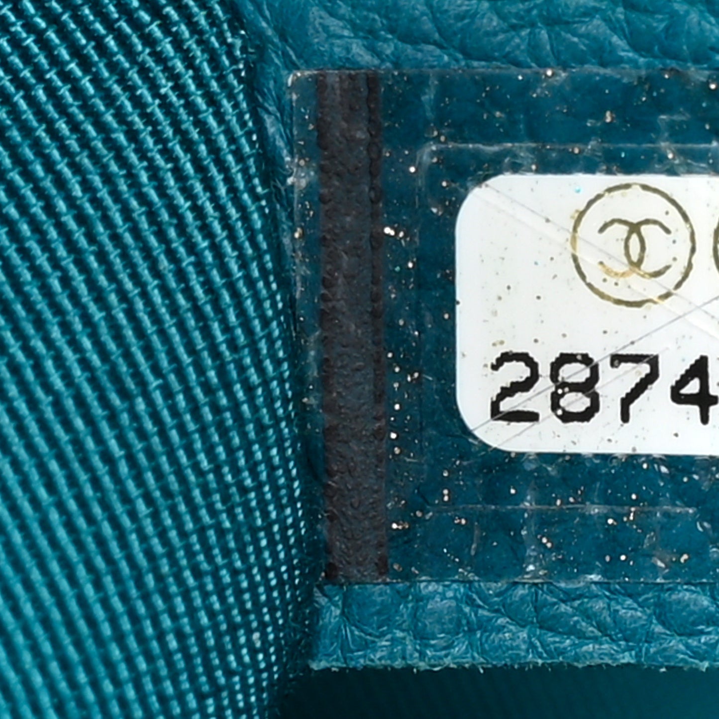 Caviar Flat Quilted CC Chain Bucket Drawstring Bag Blue