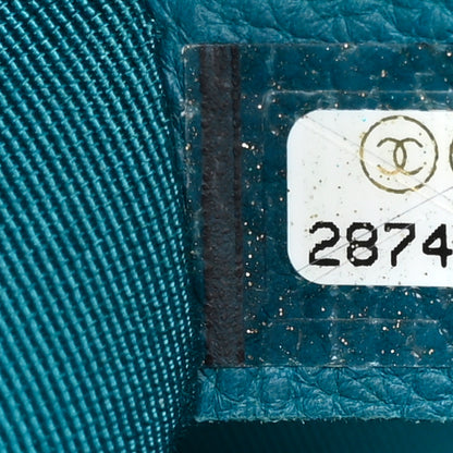 Chanel Caviar Flat Quilted CC Chain Bucket Drawstring Bag Blue 7 of 11