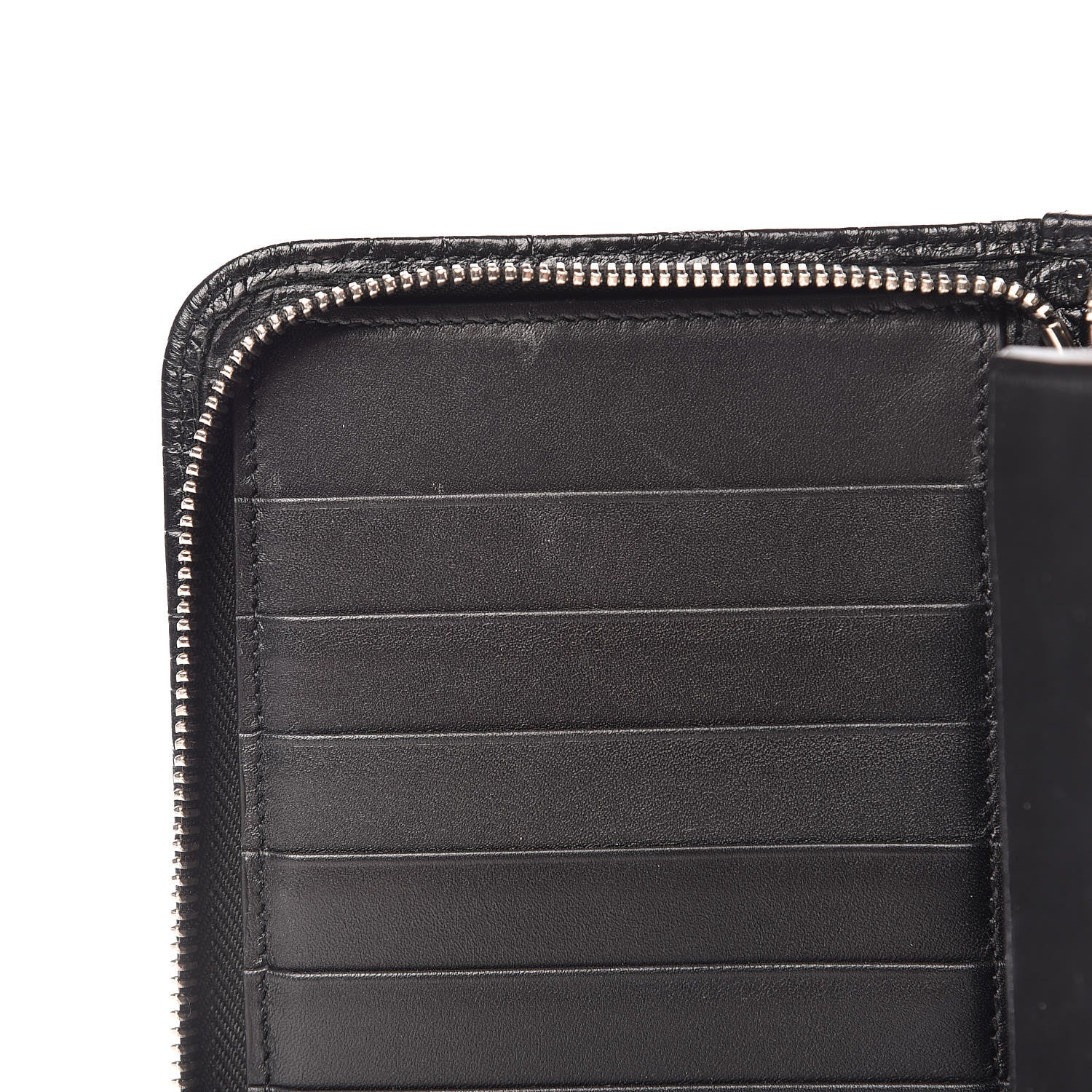 Saint Laurent Calfskin Crocodile Embossed Mens Zip Around Continental Wallet Black 12 of 13