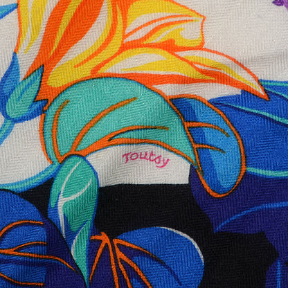 Hermes Cashmere Silk Flamingo Party Shawl 140 Rouge Vif Blanc Bleu 6 of 8