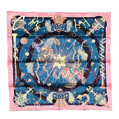 Hermes Silk Chorus Stellarum Scarf 70 Rose Bleu Cobalt 1 of 5