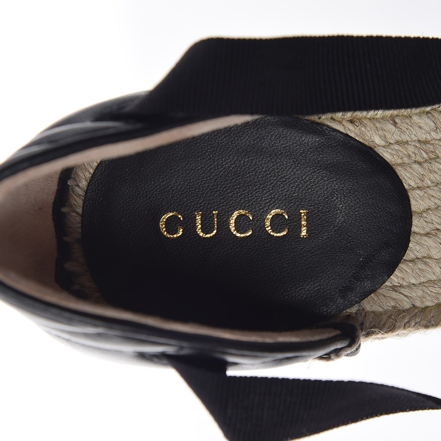 Nappa Matelasse GG Marmont Ankle Wrap Platform 35/120mm Espadrille Wedges 34 Black
