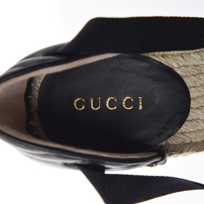 Gucci Nappa Matelasse GG Marmont Ankle Wrap Platform 35/120mm Espadrille Wedges 34 Black 5 of 11