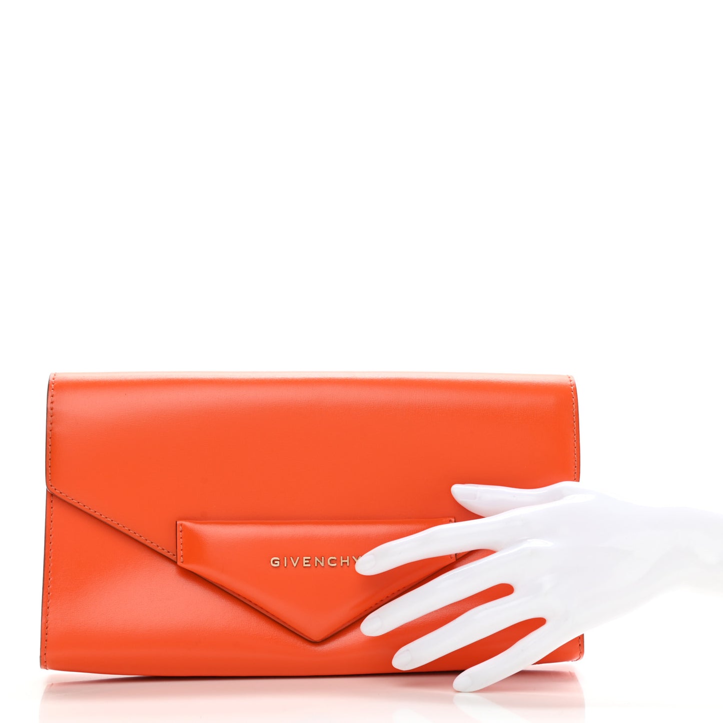 Calfskin Antigona Evening Clutch Orange