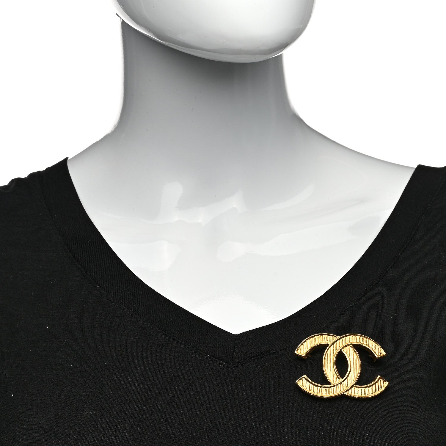 Chanel Metal Striped CC Brooch Gold 2 of 4
