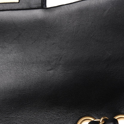 Chanel Satin Quilted Pleated Medium Single Flap Navy 10 of 11