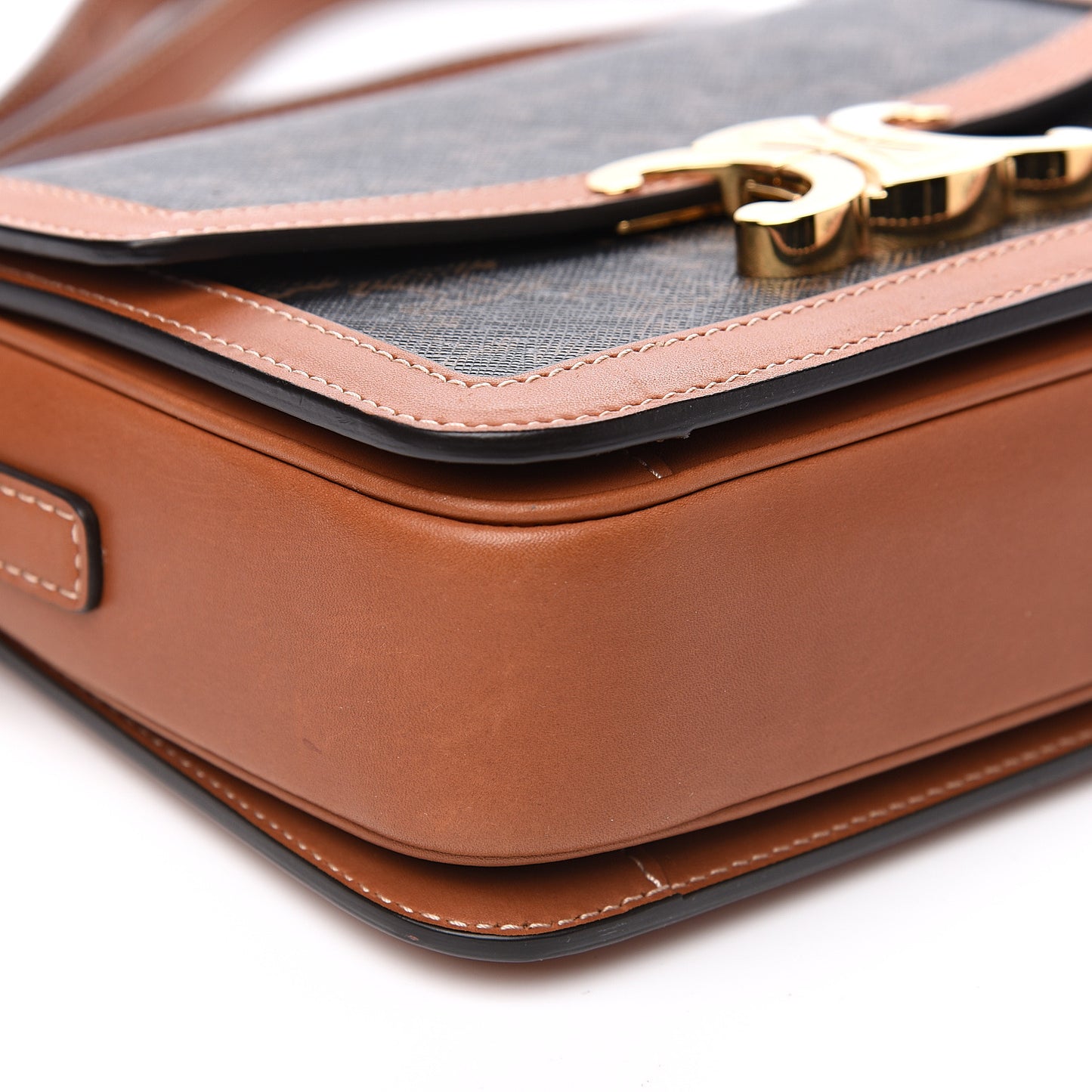 Calfskin Triomphe Canvas Teen Triomphe Bag Tan