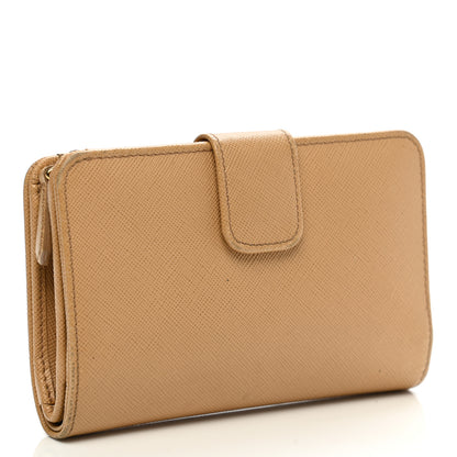 Prada Saffiano Metal Compact Wallet Noisette 3 of 15