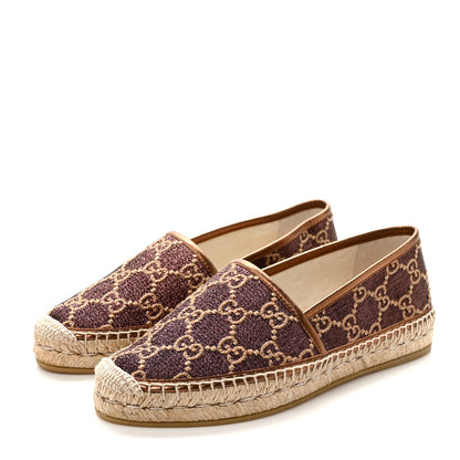 Gucci Lame Nappa GG Monogram Espadrilles 39 Brown Beige Light Bronze 3 of 8