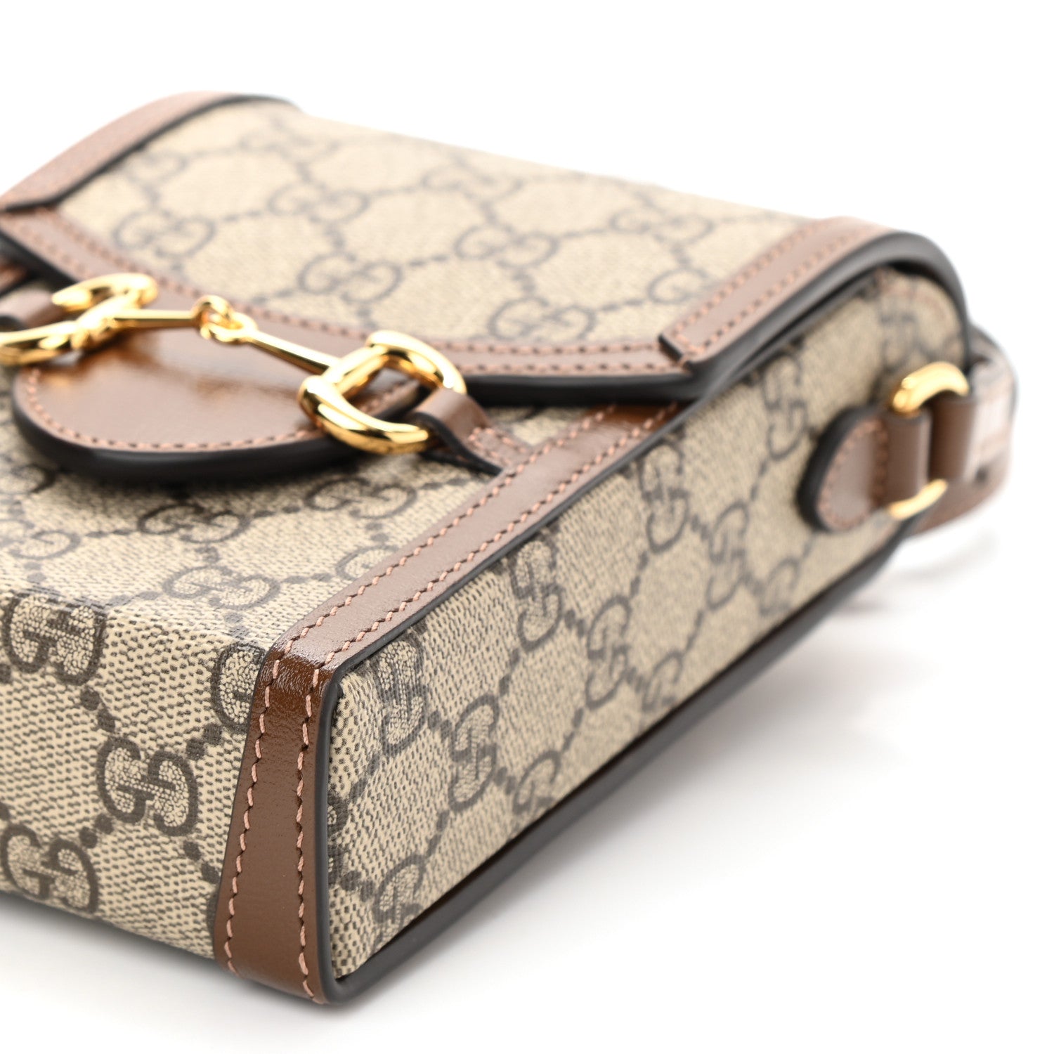 Gucci GG Supreme Monogram Mini Horsebit 1955 Crossbody Bag Beige Brown Sugar 8 of 8