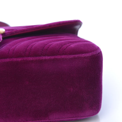 Gucci Velvet Matelasse Small GG Marmont Shoulder Bag Fuchsia Violet Cyclamen 15 of 18