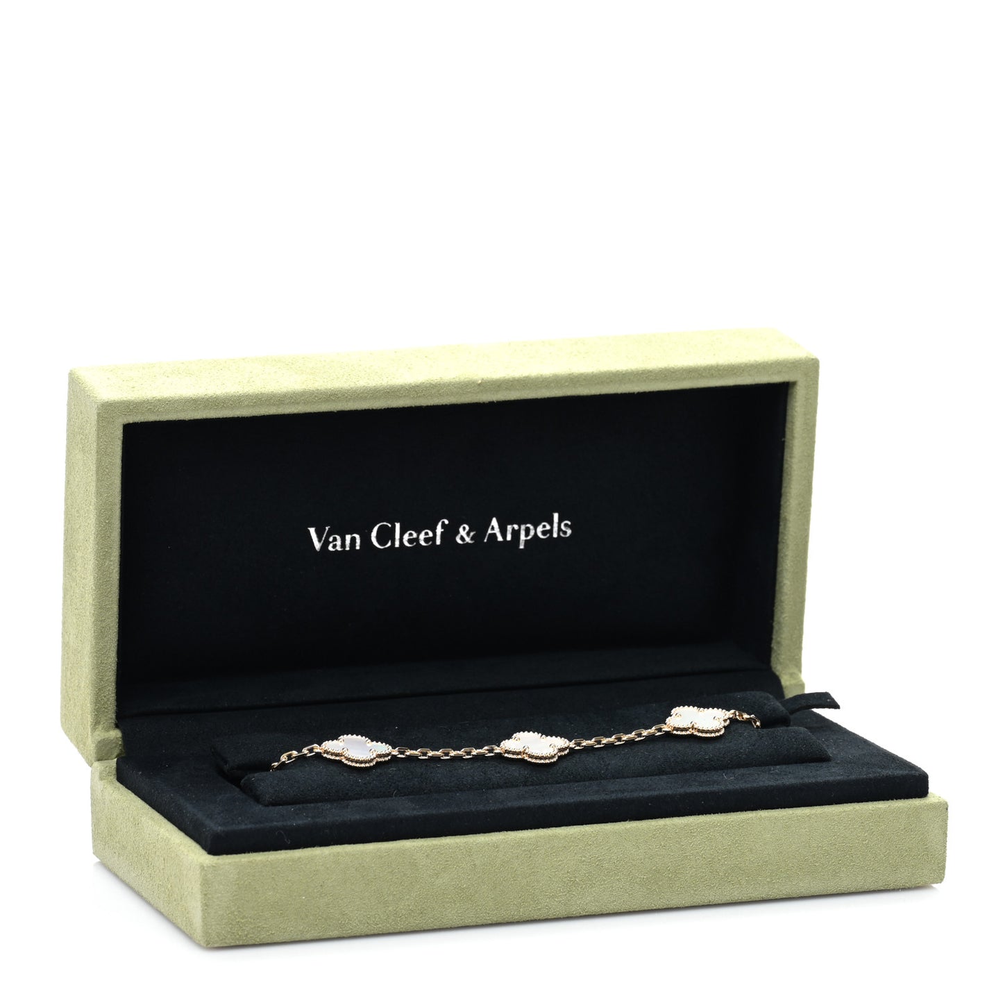 18K Yellow Gold Mother of Pearl 5 Motifs Vintage Alhambra Bracelet