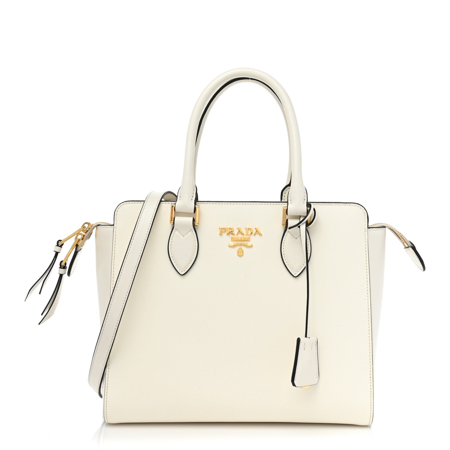 Prada Saffiano Soft Calfskin Small Zippered Tote White 1 of 10